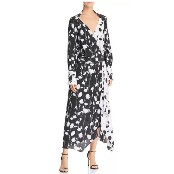Equipment Dresses & Skirts - EQUIPMENT Neema Asymmetric Wrap-effect Floral Georgette Maxi DressTrue Black 2